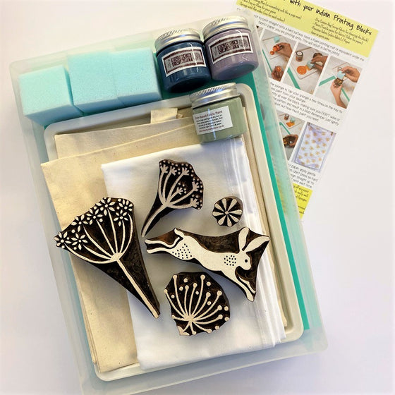Complete Indian Block Printing Kit - Hare & Seedheads Archived