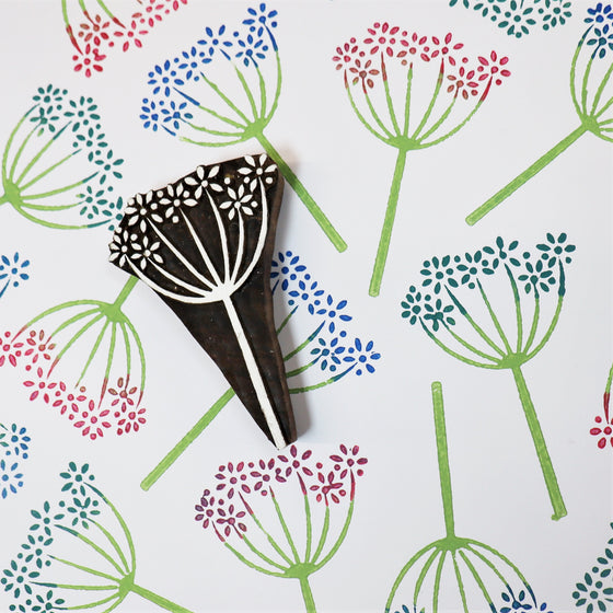 Indian wooden printing block- Cow Parsley