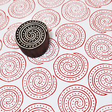  Dotty Spiral Circle Indian wooden printing block,can be used to hand print fabric and paper.