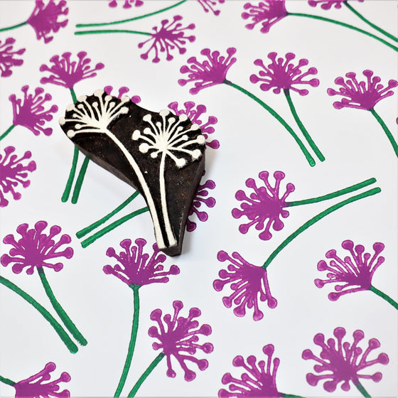 Double Allium Indian wooden printing block