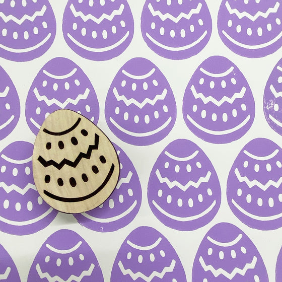 Indian Wooden Printing Block - Patterned Easter Egg
