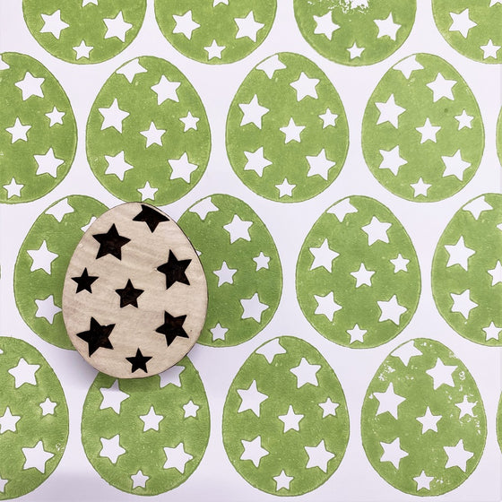 Indian Wooden Printing Block - Starry Easter Egg