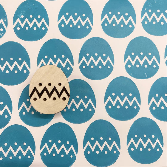 Indian Wooden Printing Block - Zigzag Easter Egg