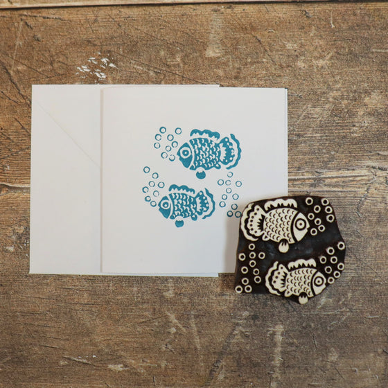 Indian block printing- Fishy printed card