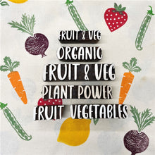  A selection of 6 Indian wooden printing blocks in a mixture of fruit and vegetable text