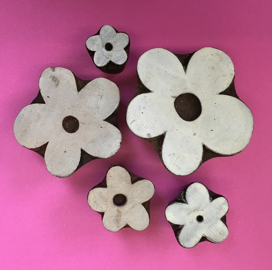 Indian Wooden Block Set - Funky Flowers