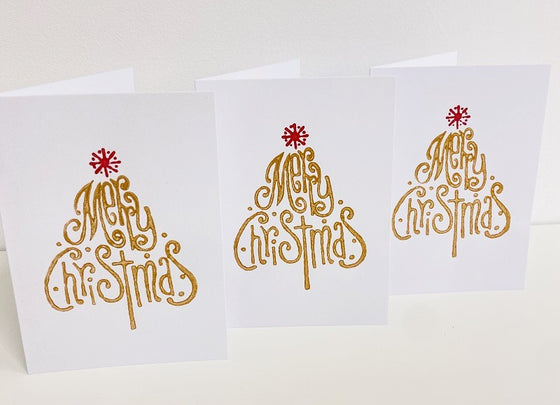 Block Printing Kit - Merry Christmas Tree Christmas Cards
