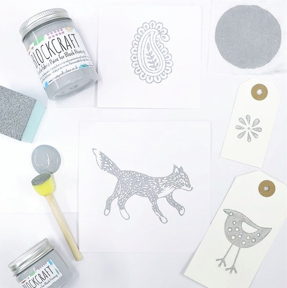Grey fabric paint for block printing