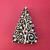 Indian Wooden Printing Block - Curls & Stars Christmas Tree
