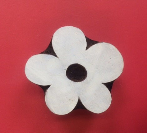 Indian Wooden Printing Block - Large Funky Flower
