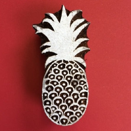 A Indian wooden printing block in a Pineapple design