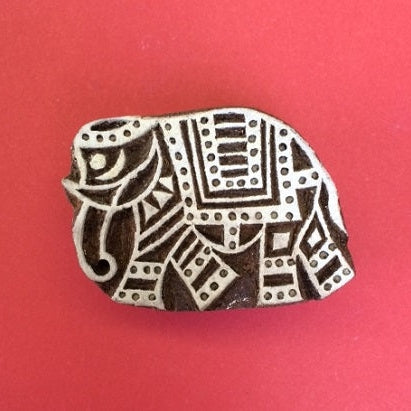 Indian Wooden Printing Block - Small Walking Elephant