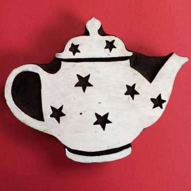 Indian Wooden Printing Block - Starry Teapot