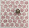 Hand block printed fabric, printed using a pink flower Indian wooden printing block