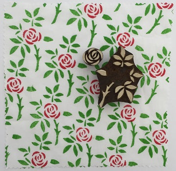 Indian Wooden Block Set - Rose & Leaf