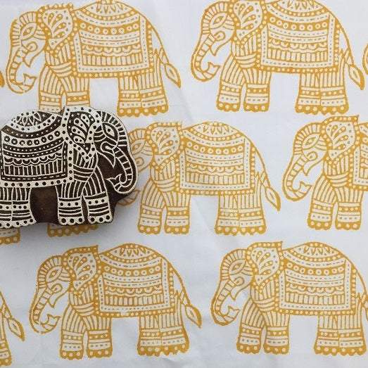 Indian Wooden Printing Block - Large Detailed Elephant