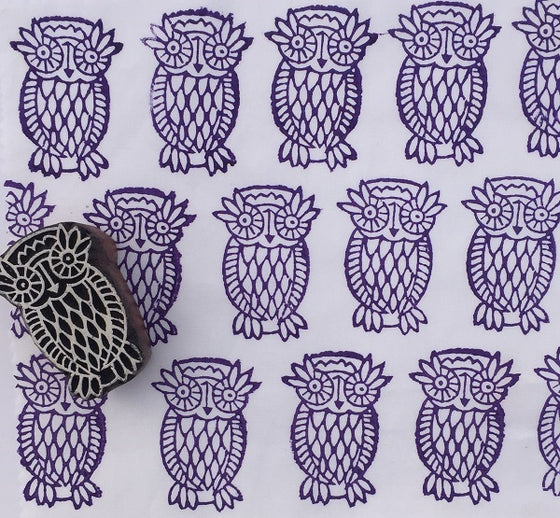 Indian Wooden Printing Block - Medium Owl
