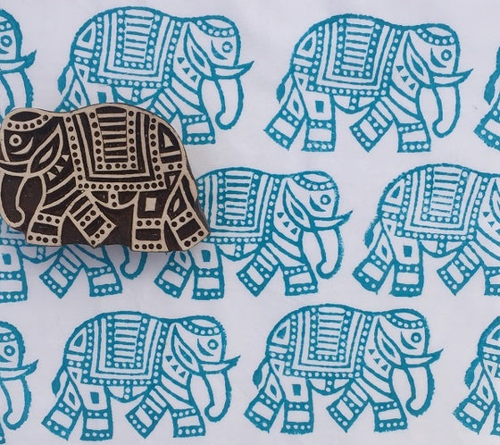 Indian Wooden Printing Block - Medium Walking Elephant Facing Left