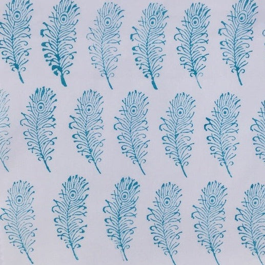 Hand block printed sample fabric printed using a Indian wooden printing block and fabric paint