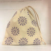 Indian Block Printing Kit - Violet Flower Drawstring Bag