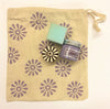 Indian Block Printing Kit - Violet Flower Drawstring Bag