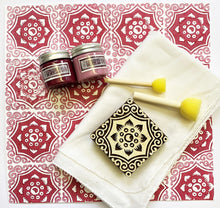  Indian Block Printing Kit - Raspberry Flower Tile