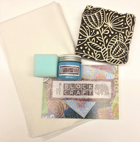 Indian Block Printing Kit - Large Seedhead Scarf