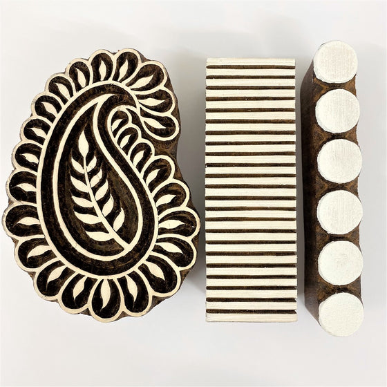 Indian Wooden Block Set - Paisley & Borders Set