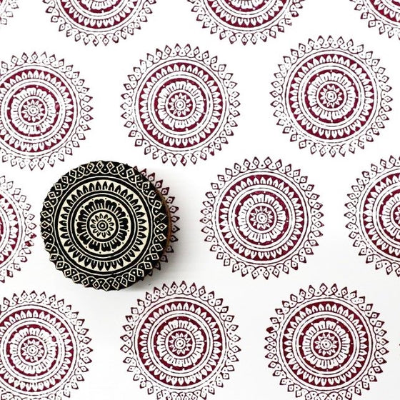 Indian Wooden Printing Block - Intricate Circle Mandala