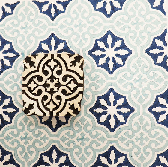 Indian Wooden Printing Block - Large Patterned Tile 2
