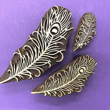  Indian Wooden Block Set - Trio of Feathers