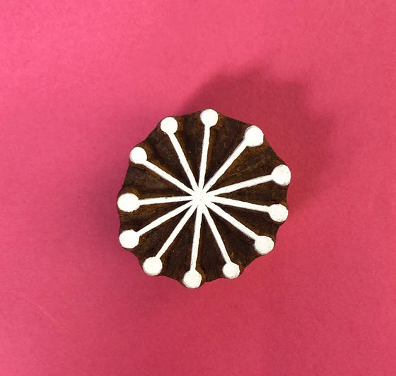 Indian Wooden Printing Block - 12-Point Seedhead