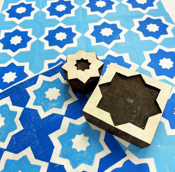 Indian Wooden Printing Block - 2-Part Star Tile