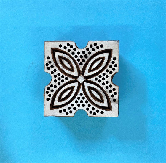 Indian Wooden Printing Block - Spotty Leaf Tile