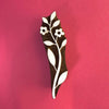 Indian Wooden Printing Block - Botanical Flowers and Leaves Stem