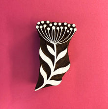  Indian Wooden Printing Block - Botanical Seedhead with Stem
