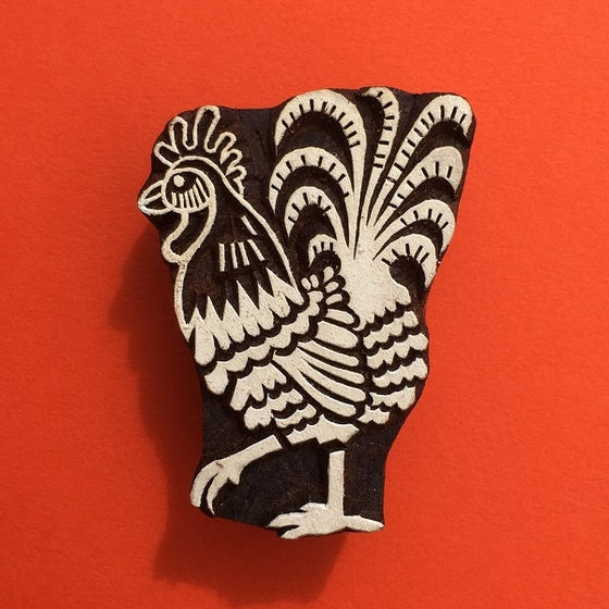 Indian Wooden Printing Block - Rooster