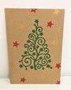 Indian Wooden Printing Block - Curls & Stars Christmas Tree