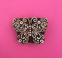  Indian Wooden Printing Block - Detailed Butterfly