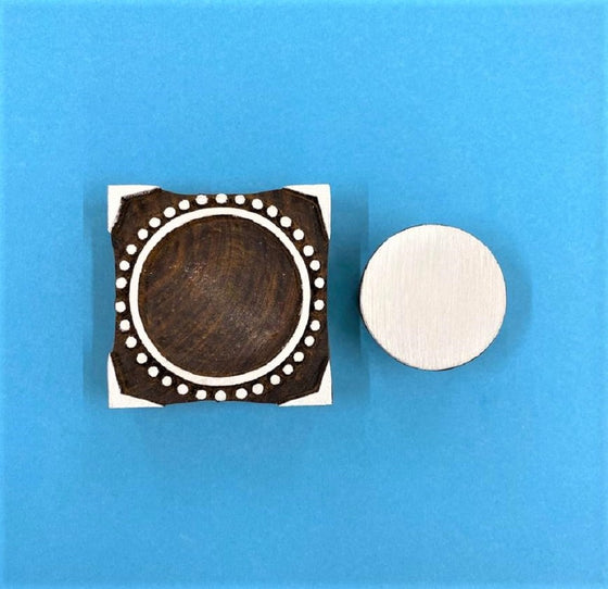 Indian Wooden Printing Blocks - Dotty Circle Tile