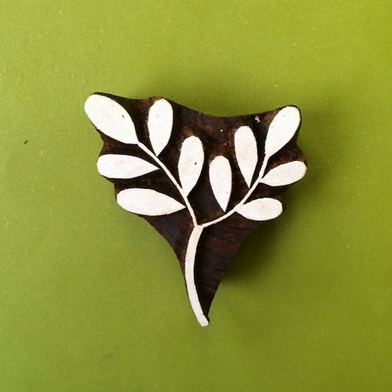 Indian Wooden Printing Block - Double Leaf Stem