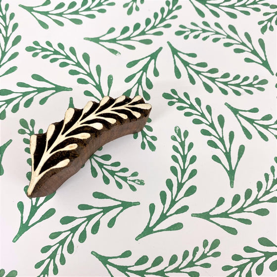 Indian Wooden Printing Block - Elegant Long Leaf