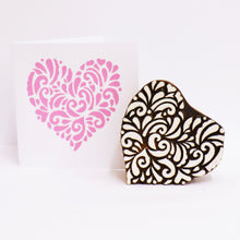  Indian Wooden Printing Block - Filigree Love Heart