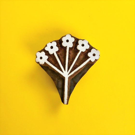 Indian Wooden Printing Block - Flower Seedhead