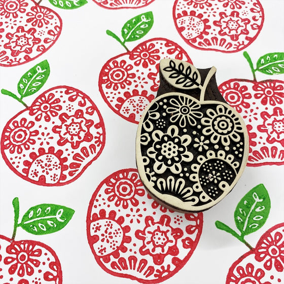 Flowery Apple Indian wooden printing Block