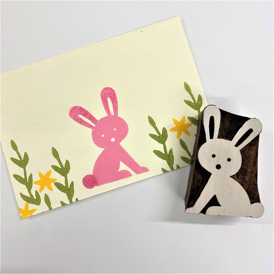Indian Wooden Printing Block - Funky Easter Bunny