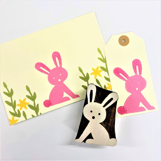 Indian Wooden Printing Block - Funky Easter Bunny