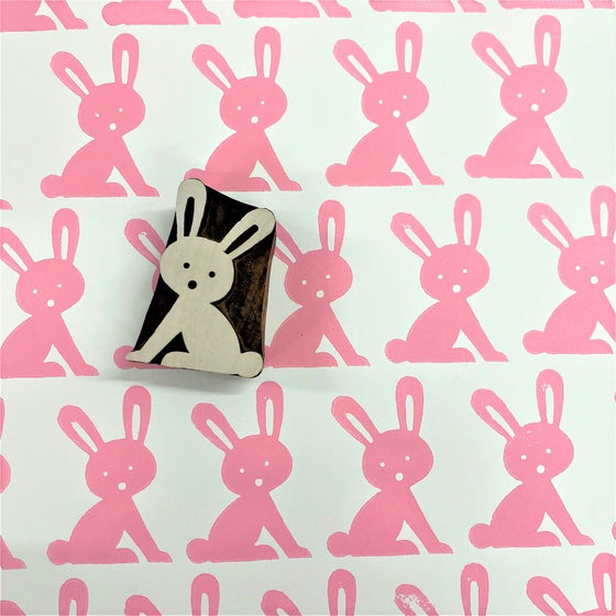 Indian Wooden Printing Block - Funky Easter Bunny