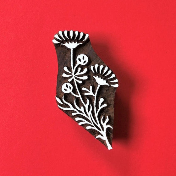 Indian Wooden Printing Block - Indian Flowers