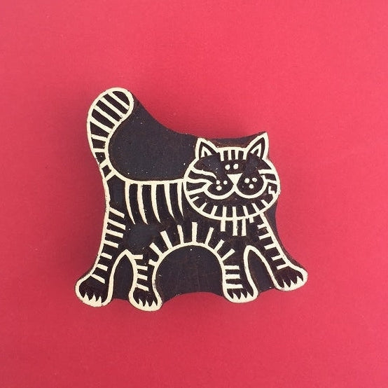 Indian Wooden Printing Block - Large Cat